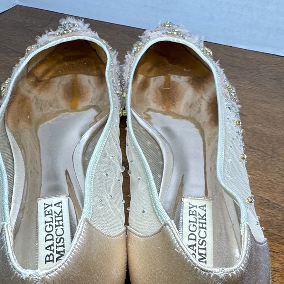 GORGEOUS Badgley Mishka Adrienne Embellished Cream Pink Ballet Flats, Womens 9.5 - Picture 6 of 16